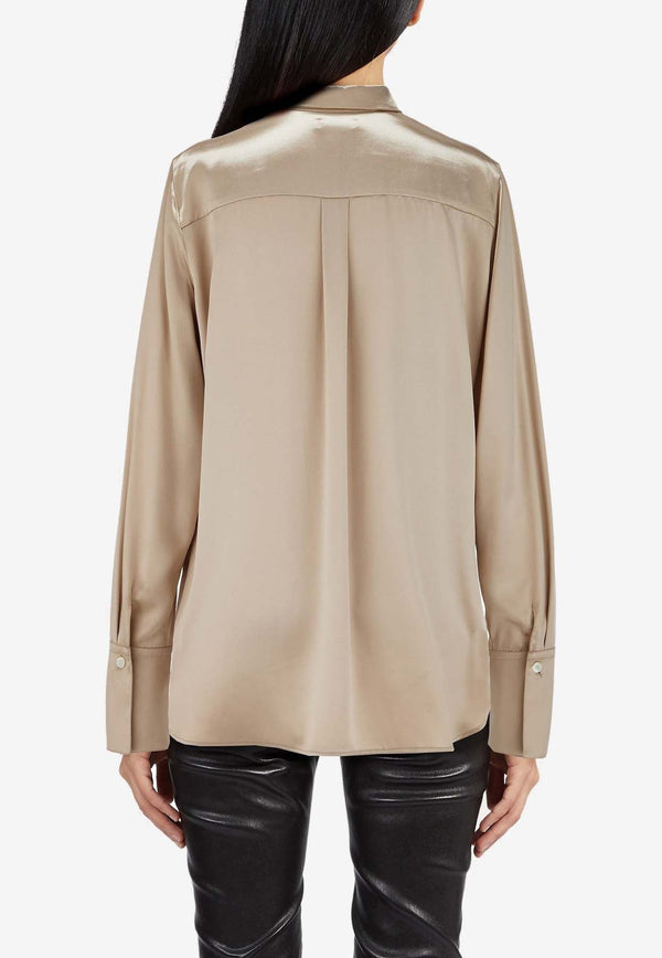 Long-Sleeved Satin Shirt