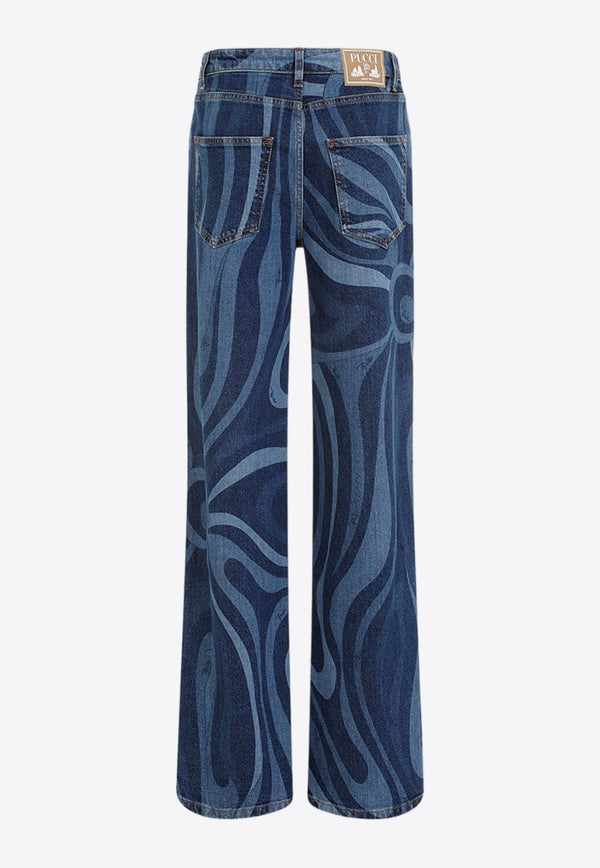 Marmo Print Straight Jeans