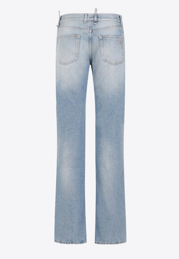 Distressed Straight-Leg Jeans