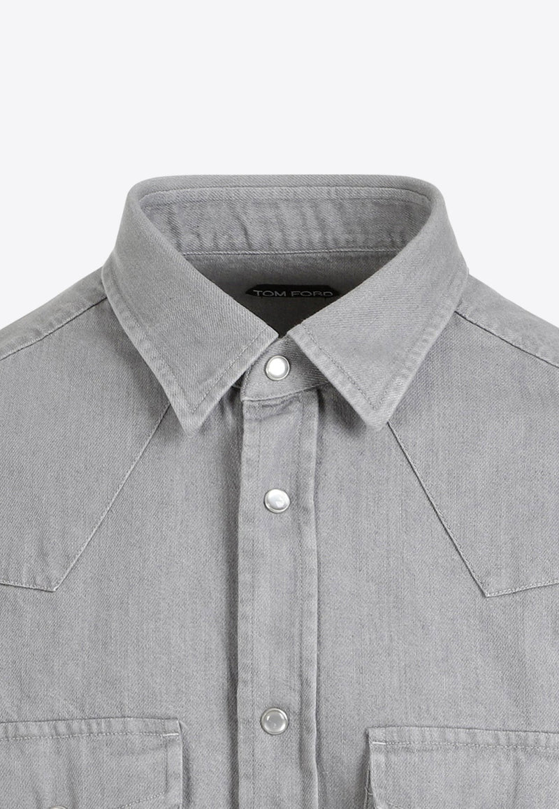 Western Long-Sleeved Denim Shirt