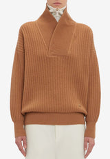 Shawl-Neck Knitted Sweater