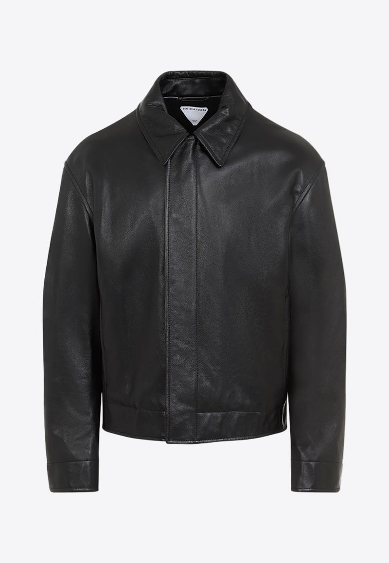 Long-Sleeved Leather Jacket