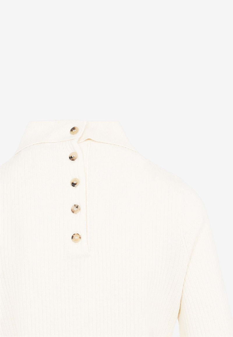 Long-Sleeved Polo Knit Top