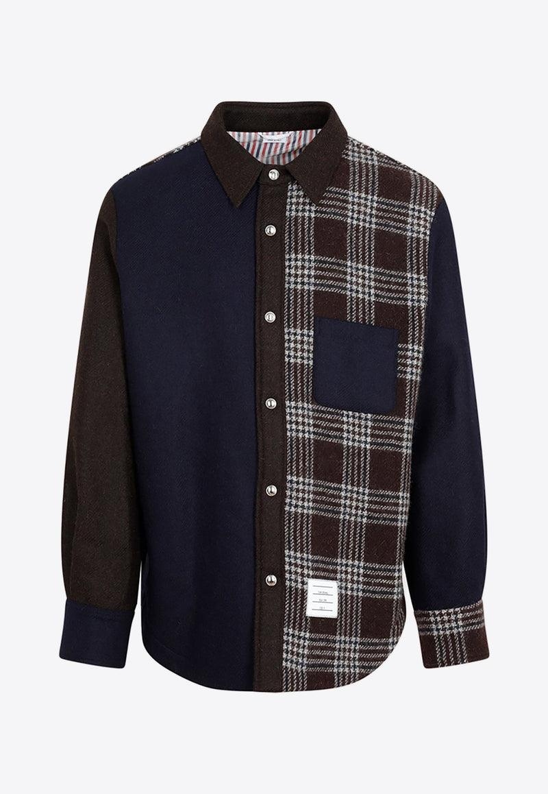 Check-Panel Wool Shirt