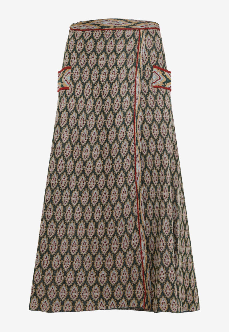 Knit Jacquard Midi Skirt