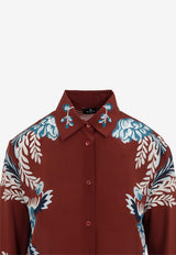 Floral Foliage Print Silk Shirt