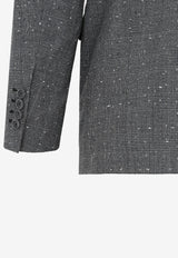 Prince of Wales Double-Breasted Blazer in Wool
