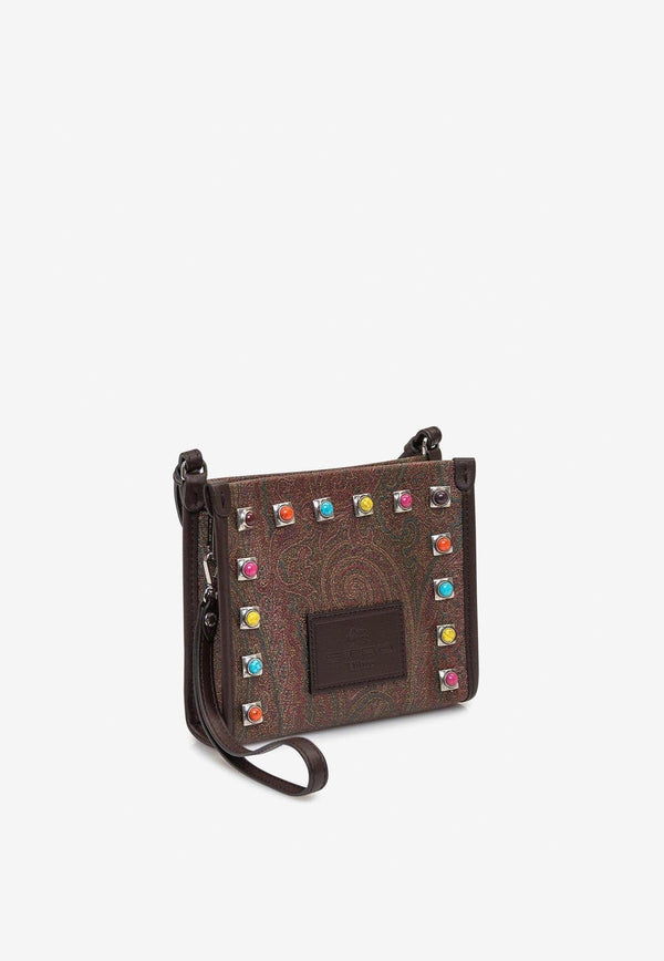 Stud-Embellished Paisley Crossbody Bag