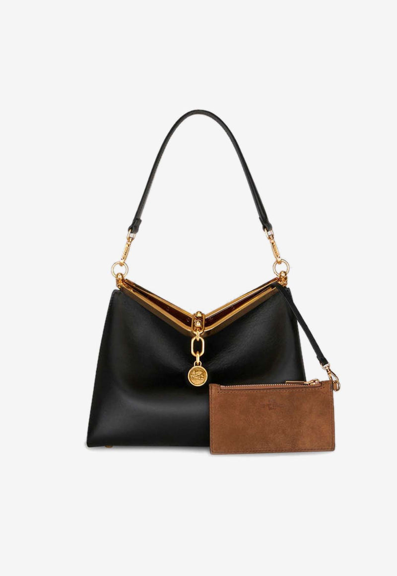 Medium Vela Leather Shoulder Bag