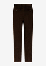 Corduroy Pants with Floral-Band