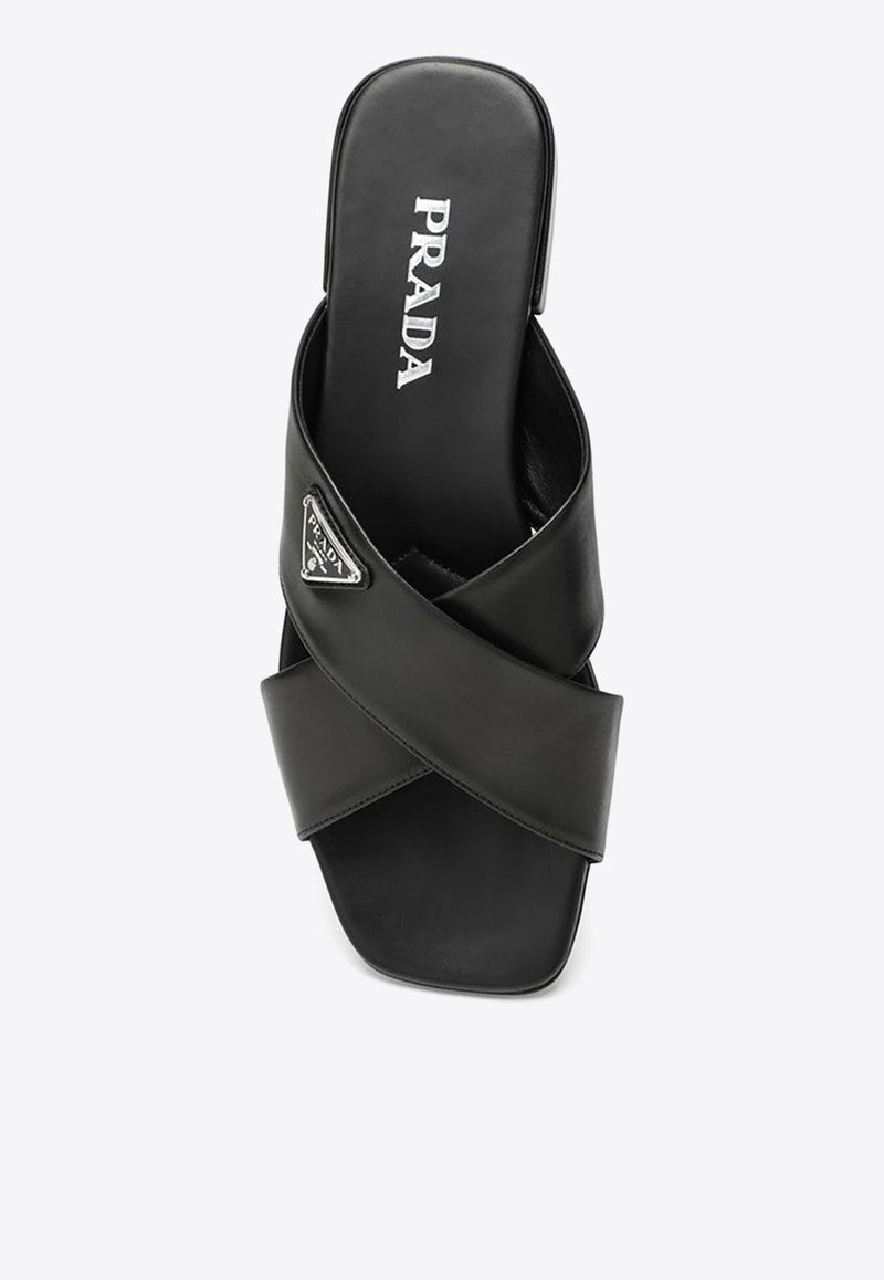 Logo Leather Flat Sandals