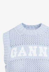 Crochet-Knitted Logo-Jacquard Sweater Vest