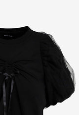 Ruched Bow Layered-Sleeve T-shirt