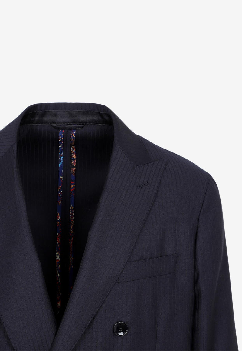 Double-Breasted Pinstripe Blazer in Wool