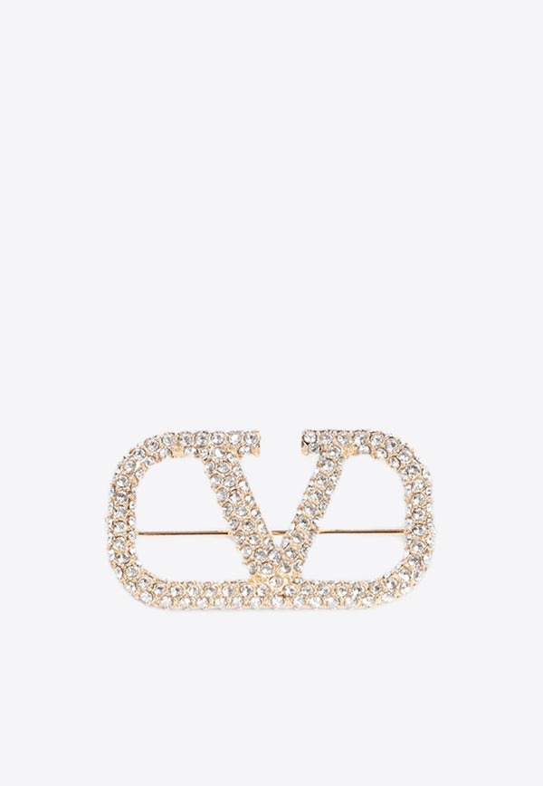 VLogo Signature Crystal Embellished Brooch