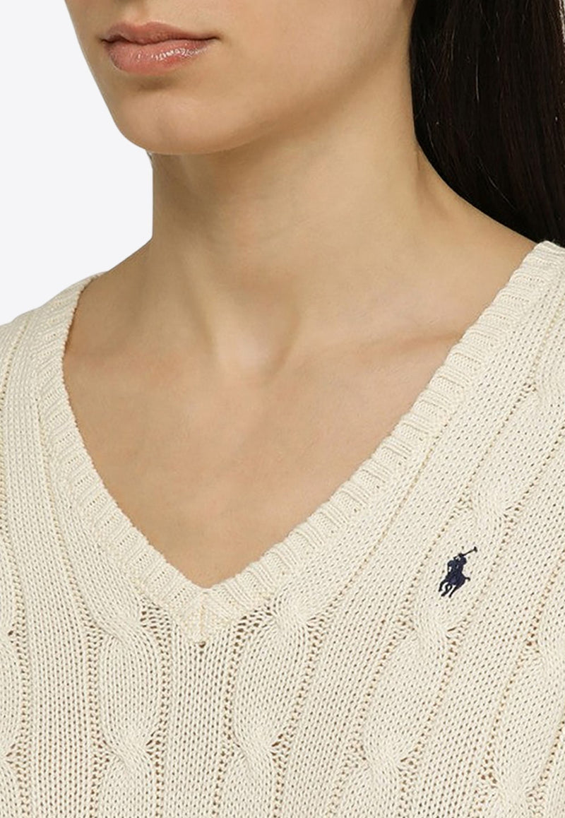 Logo Embroidered V-neck Sweater