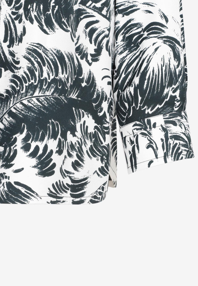 Feather Print Silk Shirt