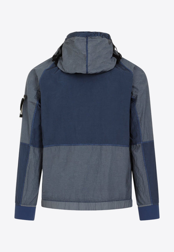 Paneled Zip-Up Hooded Sweatshirt