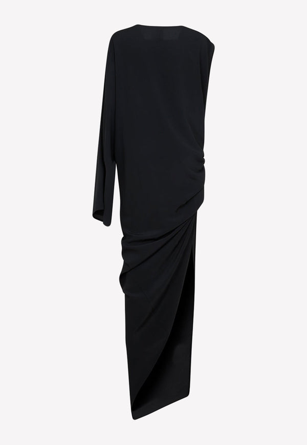 Draped One-Shoulder Maxi Dress