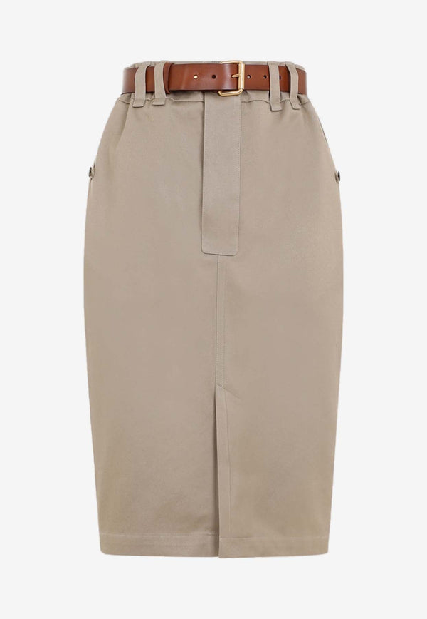 Belted Midi Pencil Skirt
