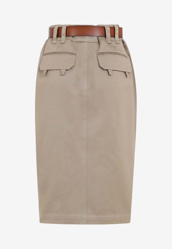 Belted Midi Pencil Skirt
