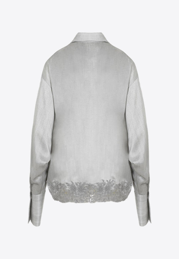 Lace-Hem Silk Shirt