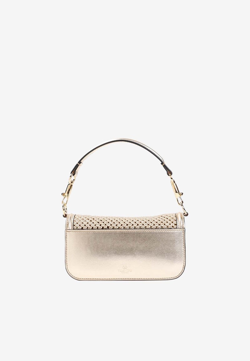 Small Locò Shoulder Bag in Metallic Woven Leather