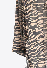 Tiger Print Draped Mini Dress