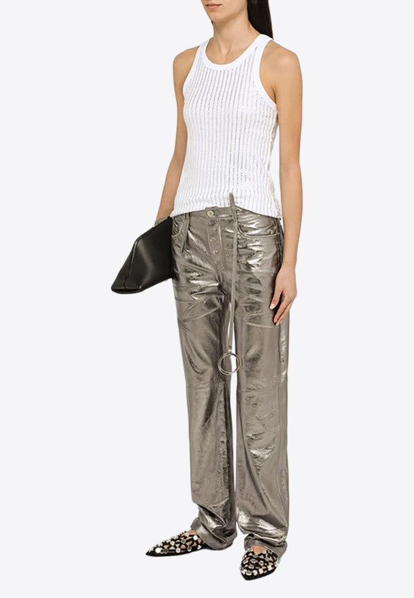 Leather Straight-Leg Pants