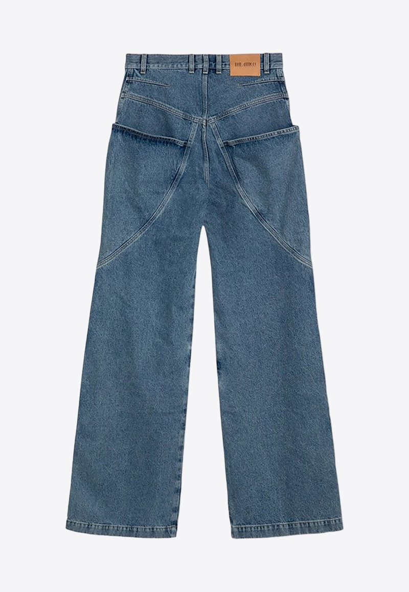 Large Pockets Wide Boyfriend Jeans