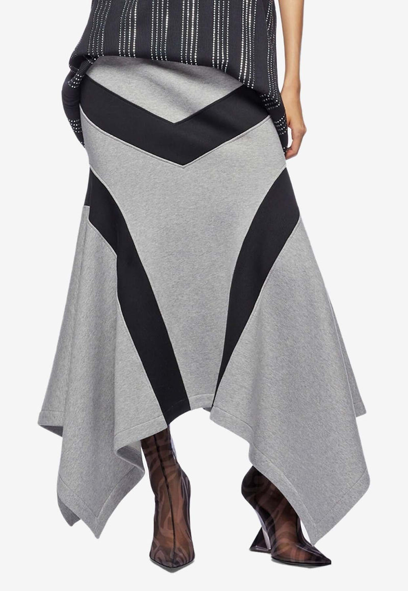 Asymmetric Paneled Midi Skirt