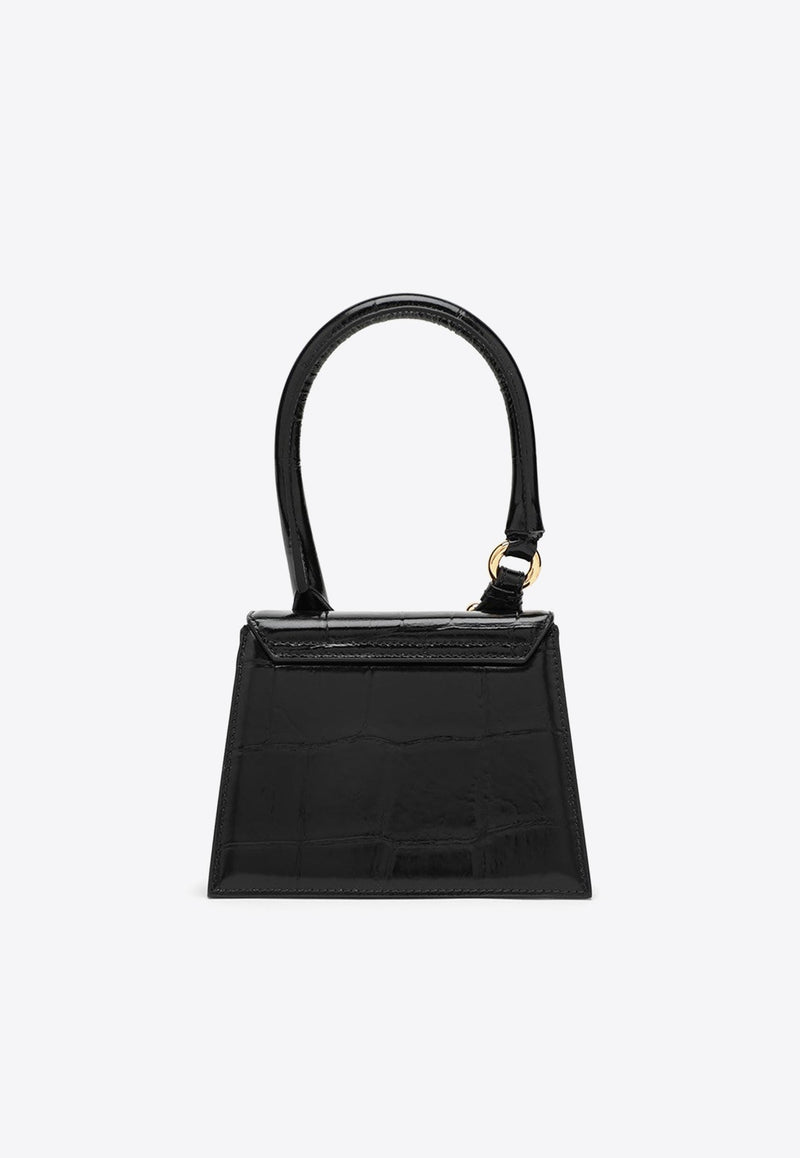 Le Chiquito Moyen Top Handle Bag in Croc-Embossed Leather
