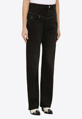 Frayed Edge Straight-Leg Jeans