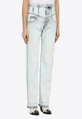 Frayed Edge Straight-Leg Jeans