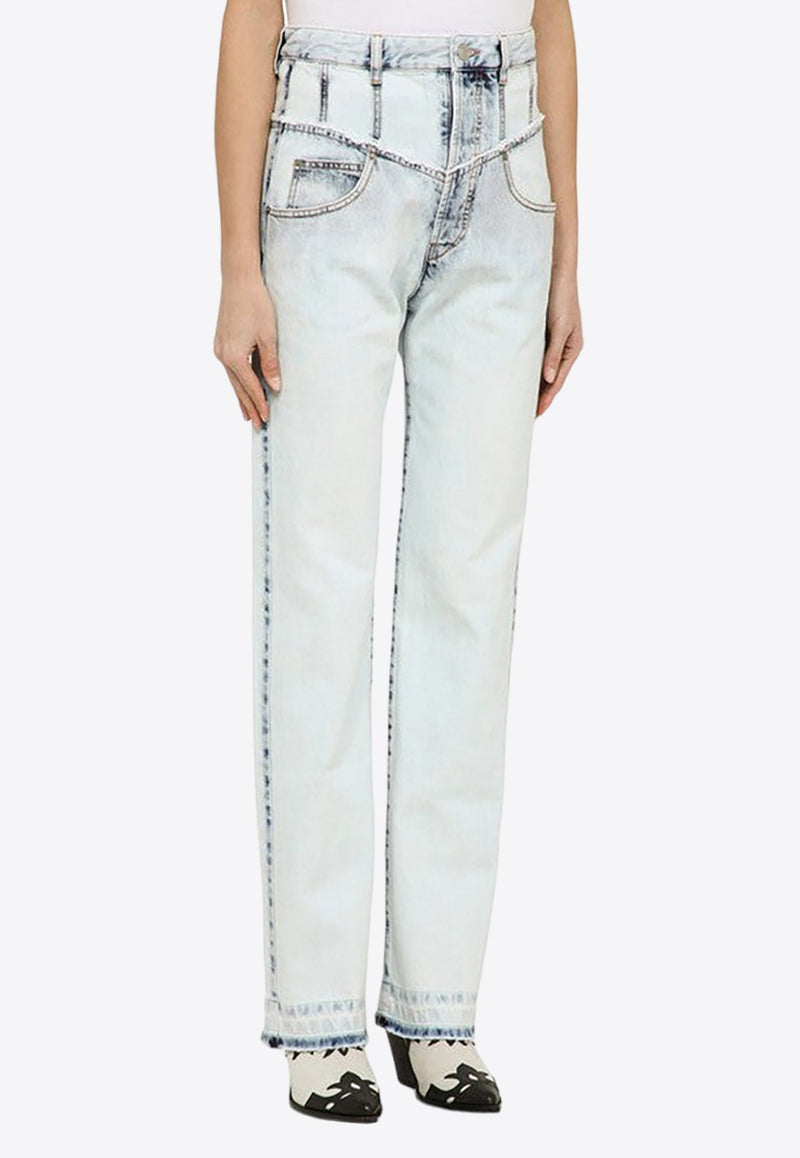 Frayed Edge Straight-Leg Jeans