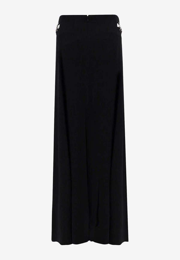 High-Waist Maxi Skirt with Eyelet Detail