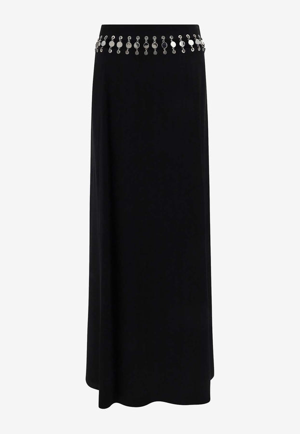 High-Waist Maxi Skirt with Eyelet Detail