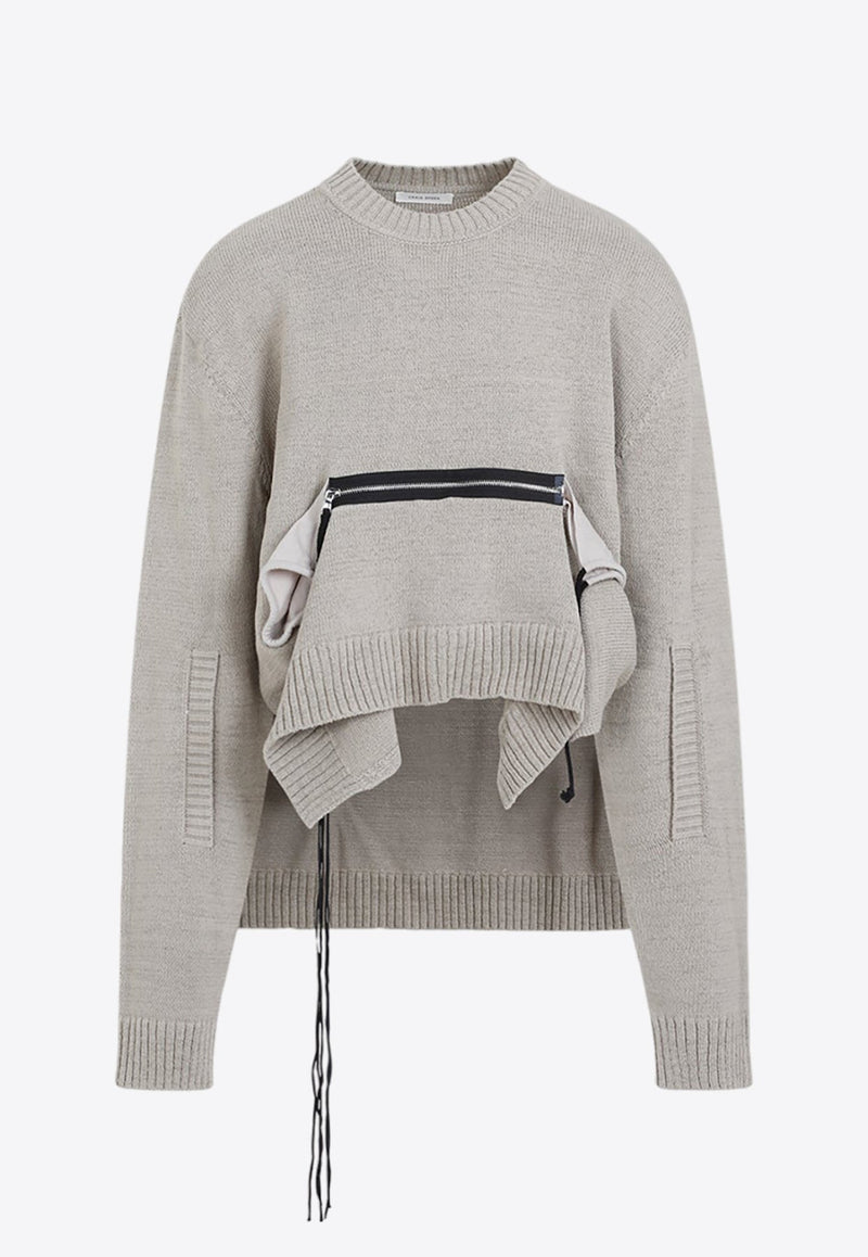 Deconstructed Zip-Pocket Knitted Sweater