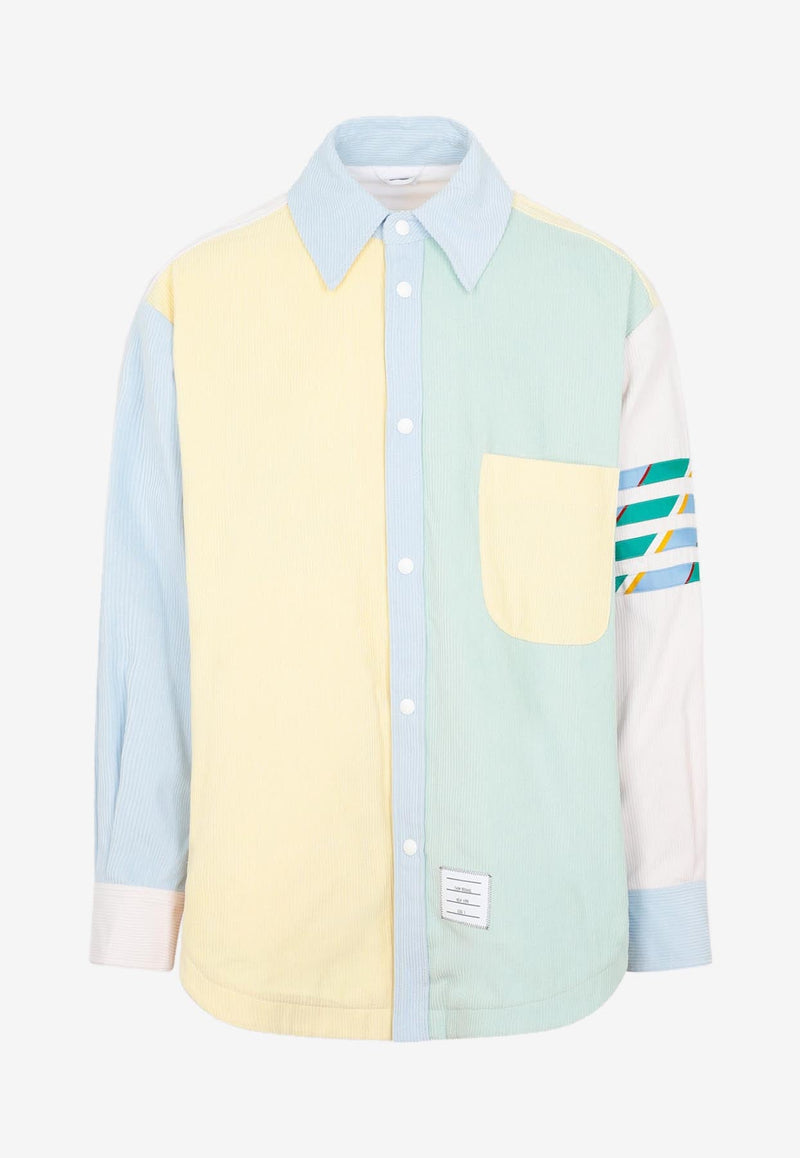 4-Bar Stripe Color-Block Overshirt