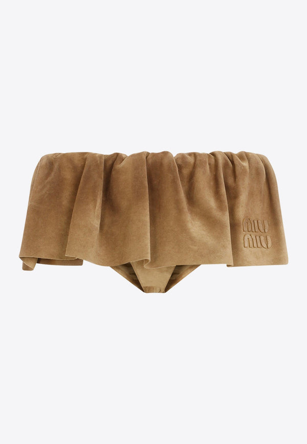 Logo Mini Skirt in Suede Nappa Leather