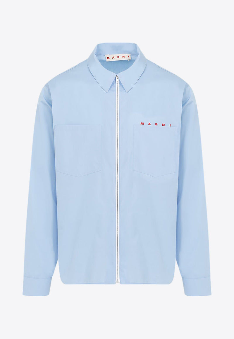 Logo-Printed Zip-Up Shirt