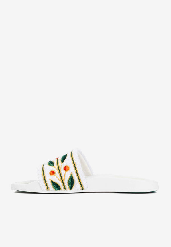 Logo-Embroidered Terry Slides