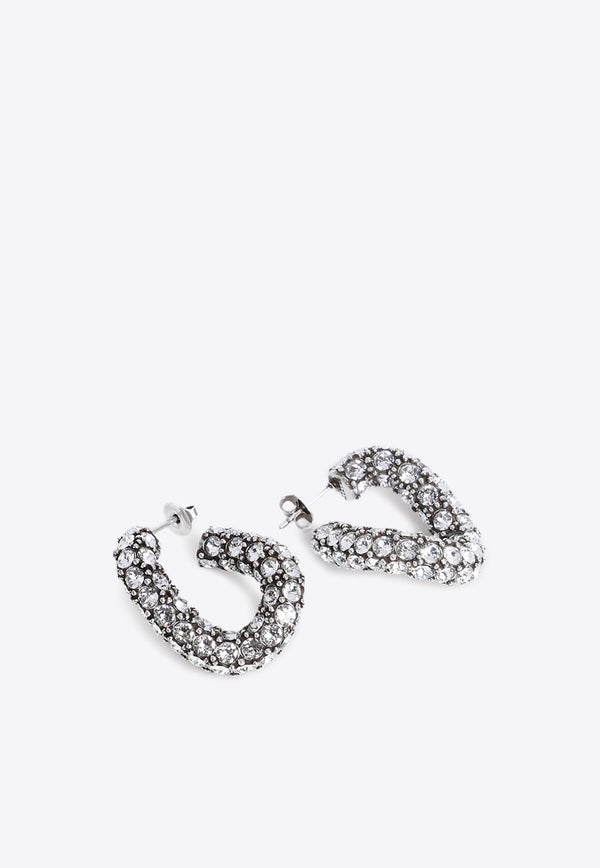 Crystal-Embellished Hoop Earrings