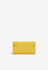 Kelly To Go Wallet in Jaune de Naples Epsom with Gold Hardware