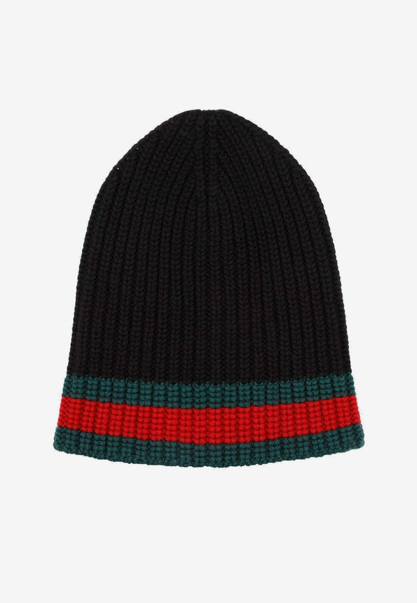 Rib-Knit Wool Beanie