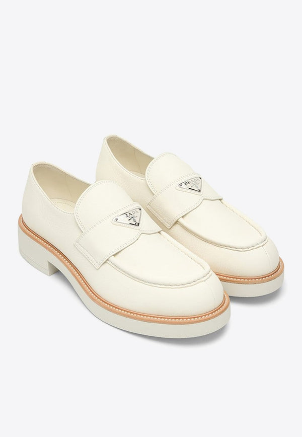 Triangle Logo Leather Loafers