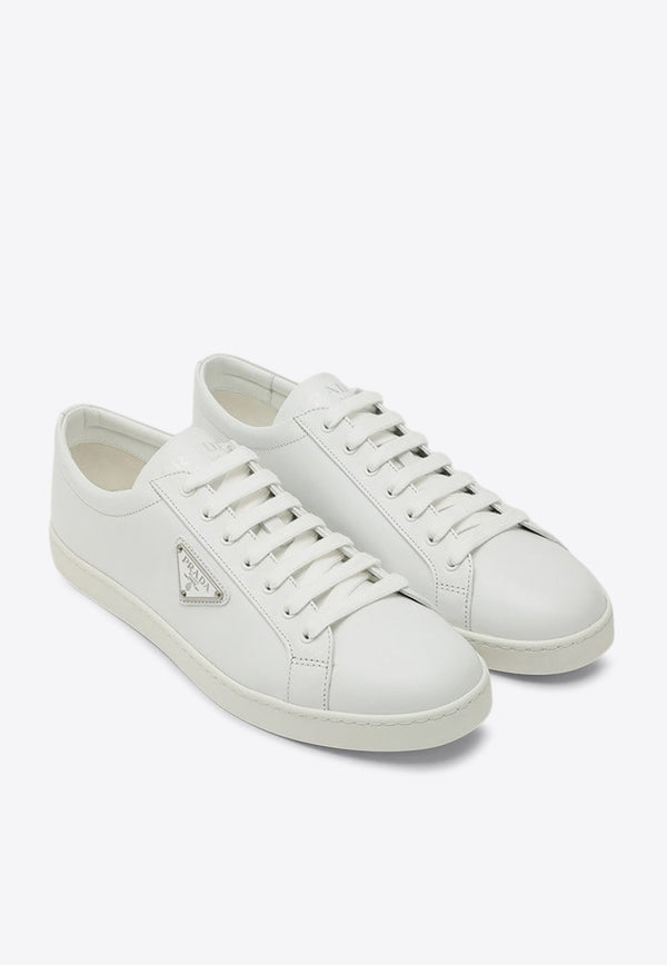 Triangle Logo Leather Sneakers