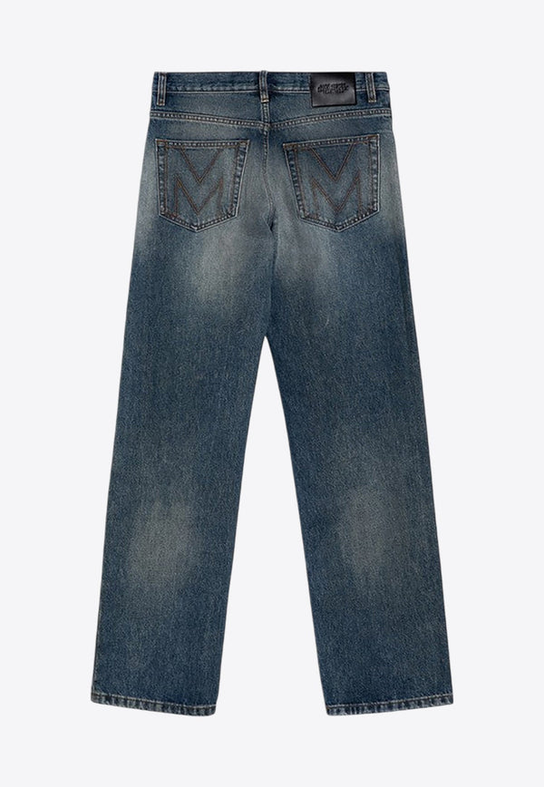 Logo Print Washed Jeans