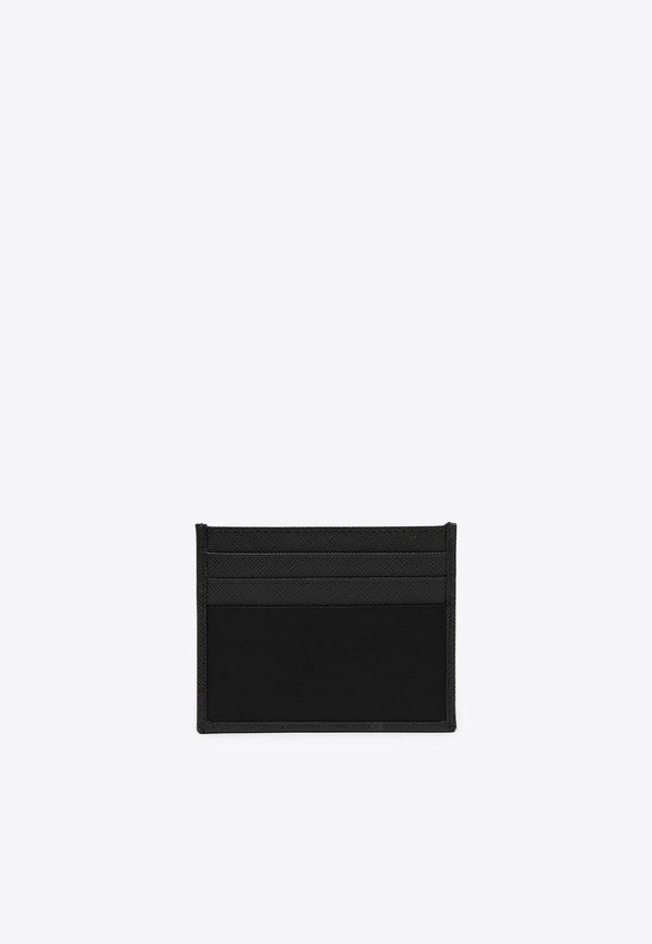 Triangle Logo Saffiano Leather Cardholder