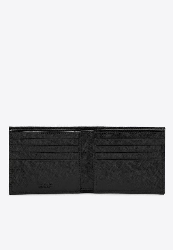 Triangle Logo Saffiano Leather Bi-Fold Wallet